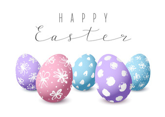Easter card with color decorated eggs