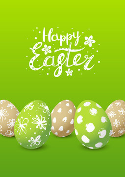 Easter card with color decorated eggs