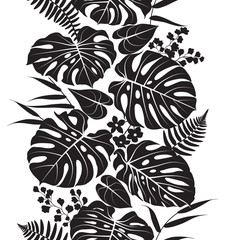 Tropical Leaves  Silhouette Pattern