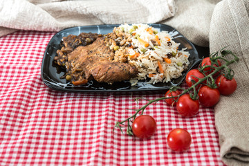 Traditional Home made Chinese cuisine pork rice