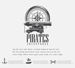 vector illustrations, nautical themes, gun and compass