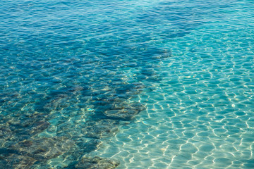 Fototapeta na wymiar Ocean or sea background. Crystal clean turquoise water