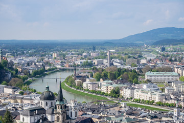 Fototapeta na wymiar View over the Baroque Old Town, Salzburg Old Town in Austria