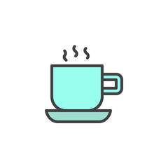 Cup of hot tea filled outline icon, line vector sign, linear colorful pictogram isolated on white. Coffee cup symbol, logo illustration. Pixel perfect vector graphics