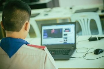 Students are learning by computer.