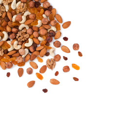  Different nuts on a white background