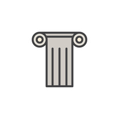 Antique column filled outline icon, line vector sign, linear colorful pictogram isolated on white. Ancient pillar symbol, logo illustration. Pixel perfect vector graphics