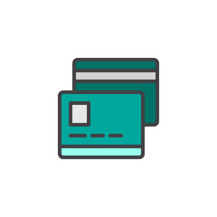 Credit card filled outline icon, line vector sign, linear colorful pictogram isolated on white. Payment method symbol, logo illustration. Pixel perfect vector graphics