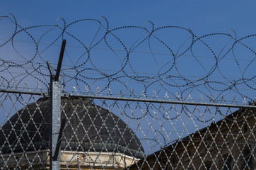 prison with barbed wire