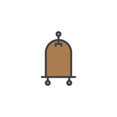 Hotel trolley filled outline icon, line vector sign, linear colorful pictogram isolated on white. Luggage cart symbol, logo illustration. Pixel perfect vector graphics