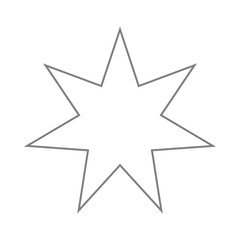 White seven-pointed star. Accurate geometric dimensions. Abstract concept. Vector illustration on white background.