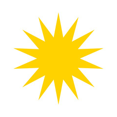 Yellow fourteen-pointed star. Accurate geometric dimensions. Abstract concept. Vector illustration on white background.