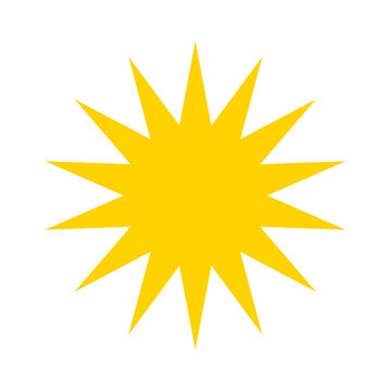 Yellow fourteen-pointed star. Accurate geometric dimensions. Abstract concept. Vector illustration on white background.