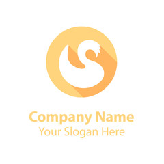 Fototapeta premium abstract logo design in circle flat icon style with long shadow