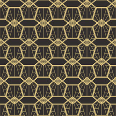 Vector modern tiles pattern. Abstract art deco seamless monochrome background