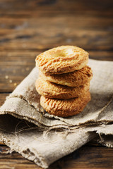 Sweet homemade cookies on the wooden table