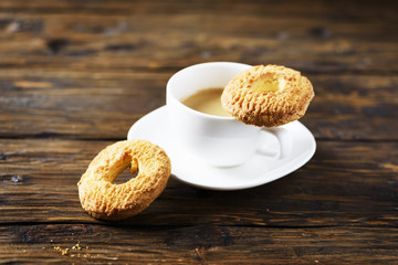 Sweet homemade cookies and cup of coffee