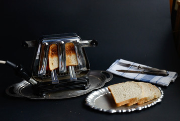 Vintage toaster - black background