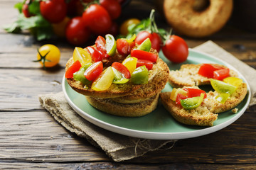 Traditional italian bread frisella with tomatos