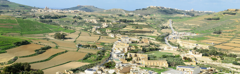 Fototapeta na wymiar Landscape of terraced fields at island Gozo, Malta