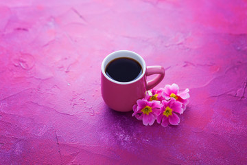 spring coffee with flowers
