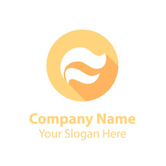 abstract logo design in circle flat icon style with long shadow