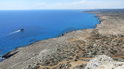 Fototapeta na wymiar View from the height of Cape Greco (Cyprus)
