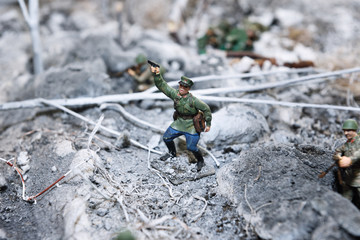 A miniature background by February 23 and May 9. Battle of Stalingrad. Russian soldiers are fighting the German fascist invaders.