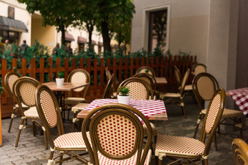 chairs in a cafe on the street