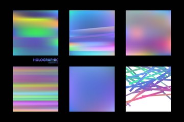 Fluid colors backgrounds set. Holographic effect.
