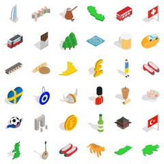 Ethnicity icons set, isometric style