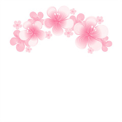 Light Pink flowers isolated on White background. Frame. Apple-tree flowers. Cherry blossom. Vector