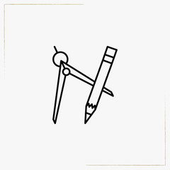 compass with pen line icon