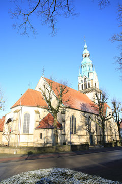 Historic Saint Johannes Evangelist Church in Sassenberg, Muensterland, Germany, baroque archicture, Kreis Warendorf