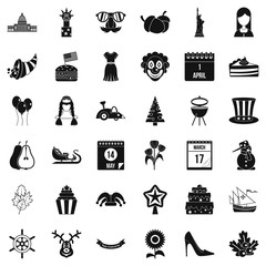 Folklore festival icons set, simple style