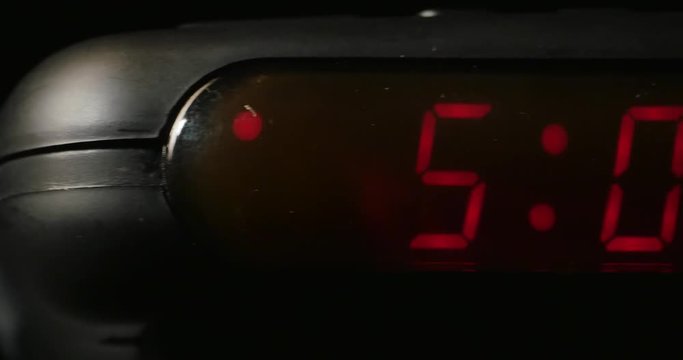 3110 Alarm Clock Ringing Man Hitting Snooze at 5am, 4K