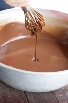 Making of a cream chocolate cakes for home-made at home.