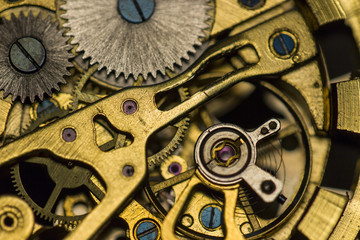 Fototapeta na wymiar Mechanical watch, watch repair, close up