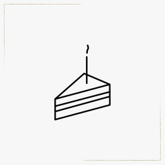 birthday cake piece line icon
