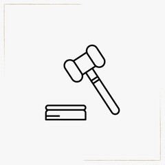 judge hammer line icon