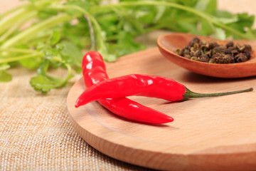Red hot chili peppers isolated on white background