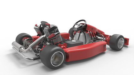 Go kart car. Karting. 3D rendering.