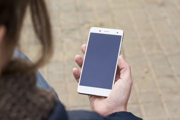 Close up of hands woman using smart phone