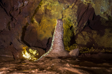 stalagmite in a cave near Ogrodzieniec, Poland