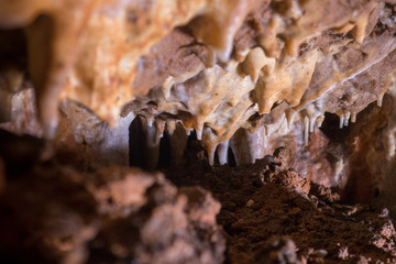 mini stalactites in the cave near Ogrodzieniec, Poland, macro