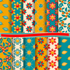 set of abstract vector paper with decorative flowers, shapes and design elements for scrapbook