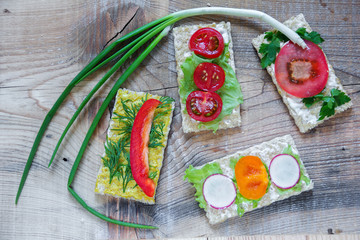 onion and bread with different vegetables