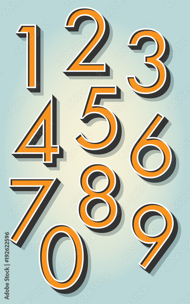 Fototapete retro 3d numbers on the gradient background