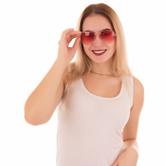 Naklejka premium Young pretty woman, sunglasses 