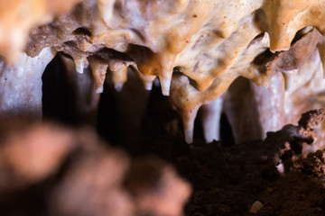 mini stalactites in the cave near Ogrodzieniec, Poland, macro